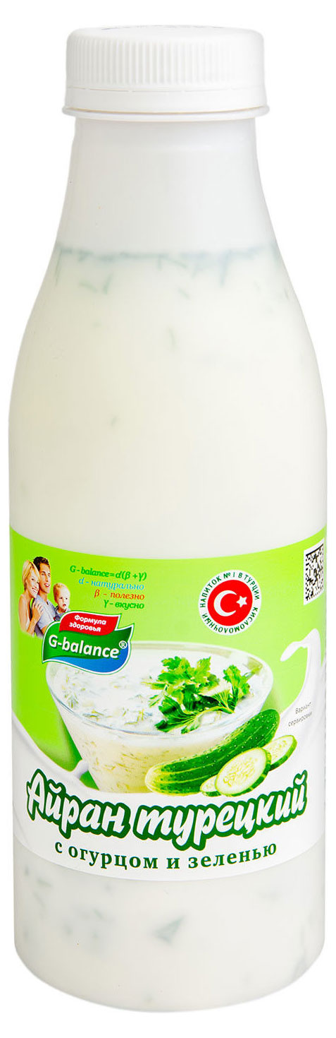 Напиток кисломолочный Айран G-balance Турецкий с огурцом и зеленью 1,8% БЗМЖ, 500 мл