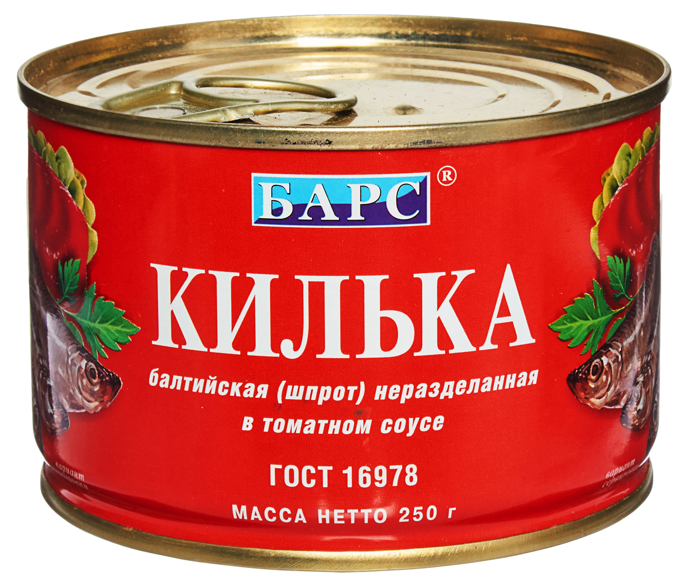 Килька «БАРС» балтийская Экстра в томатном соусе, 250 г