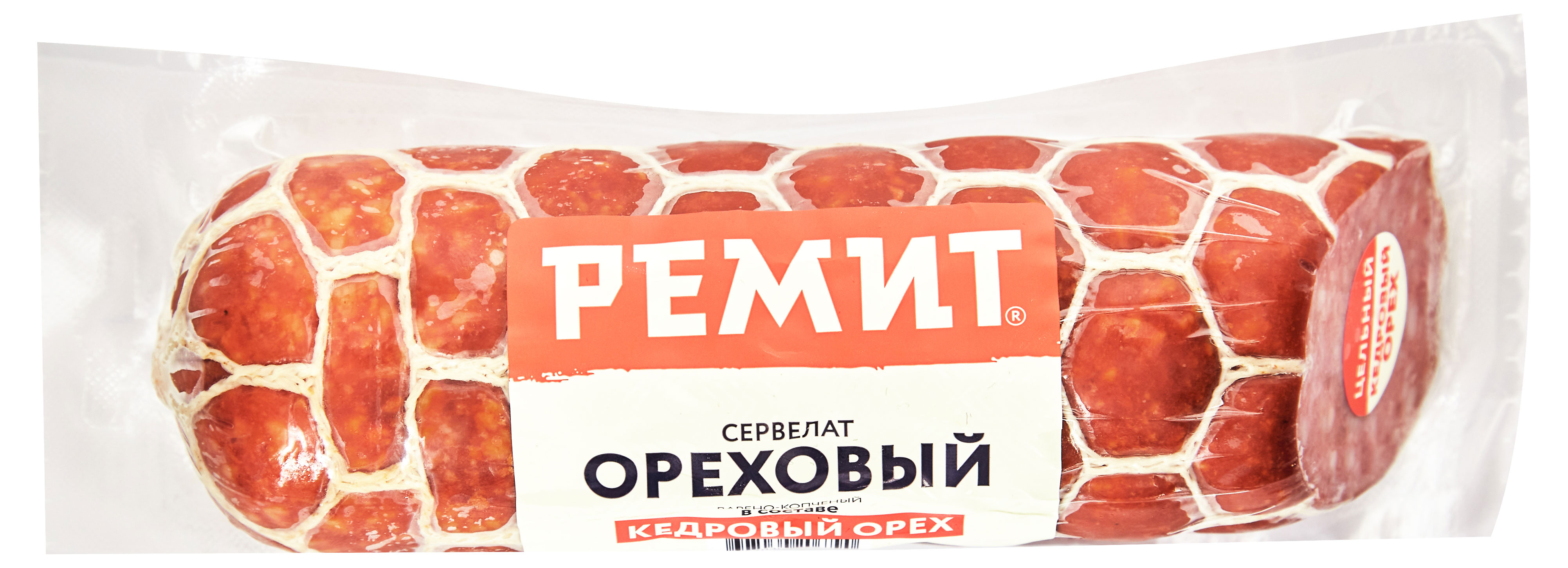Колбаса варено-копченый «Ремит» Сервелат Ореховый с кедровым орехом, 360 г