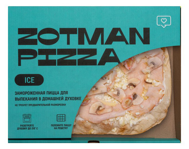 Пицца Zotman Ветчина и грибы замороженная, 420 г