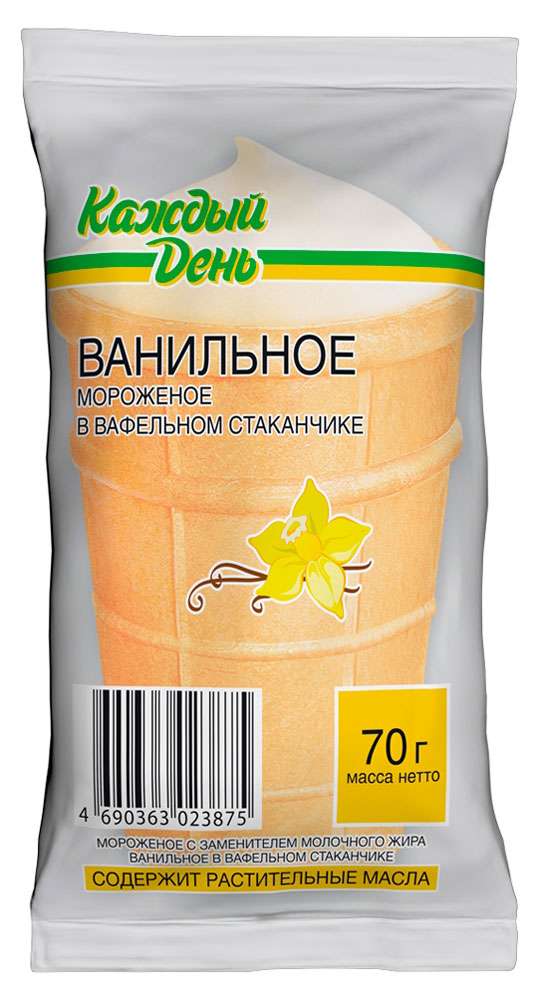 Мороженое молочное «Каждый день» вафельный стаканчик ванильный ЗМЖ, 70 г