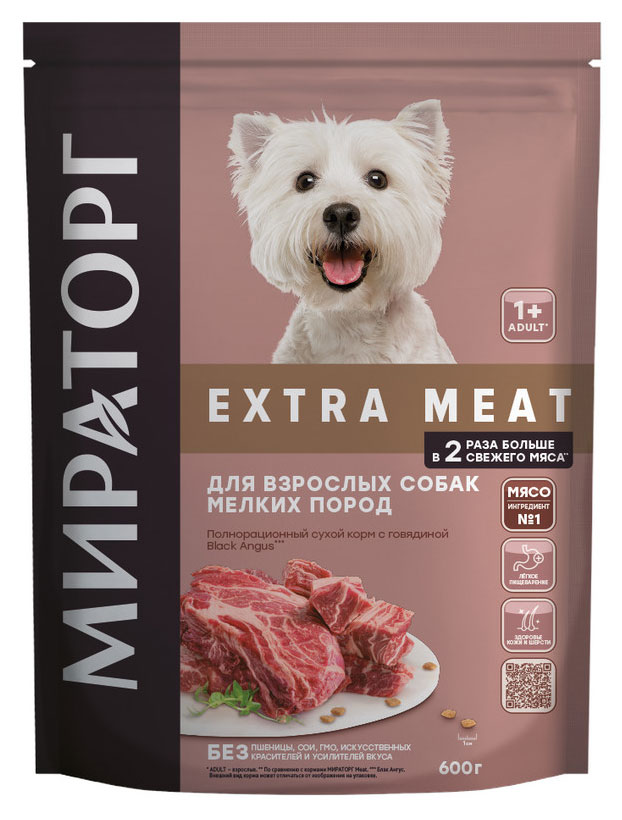 Сухой корм для собак мелких пород «Мираторг» с говядиной Black Angus, 600 г