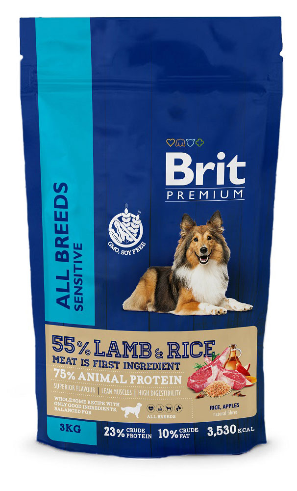 Сухой корм для собак Brit Premium Lamb&Rice ягненок с рисом, 3 кг