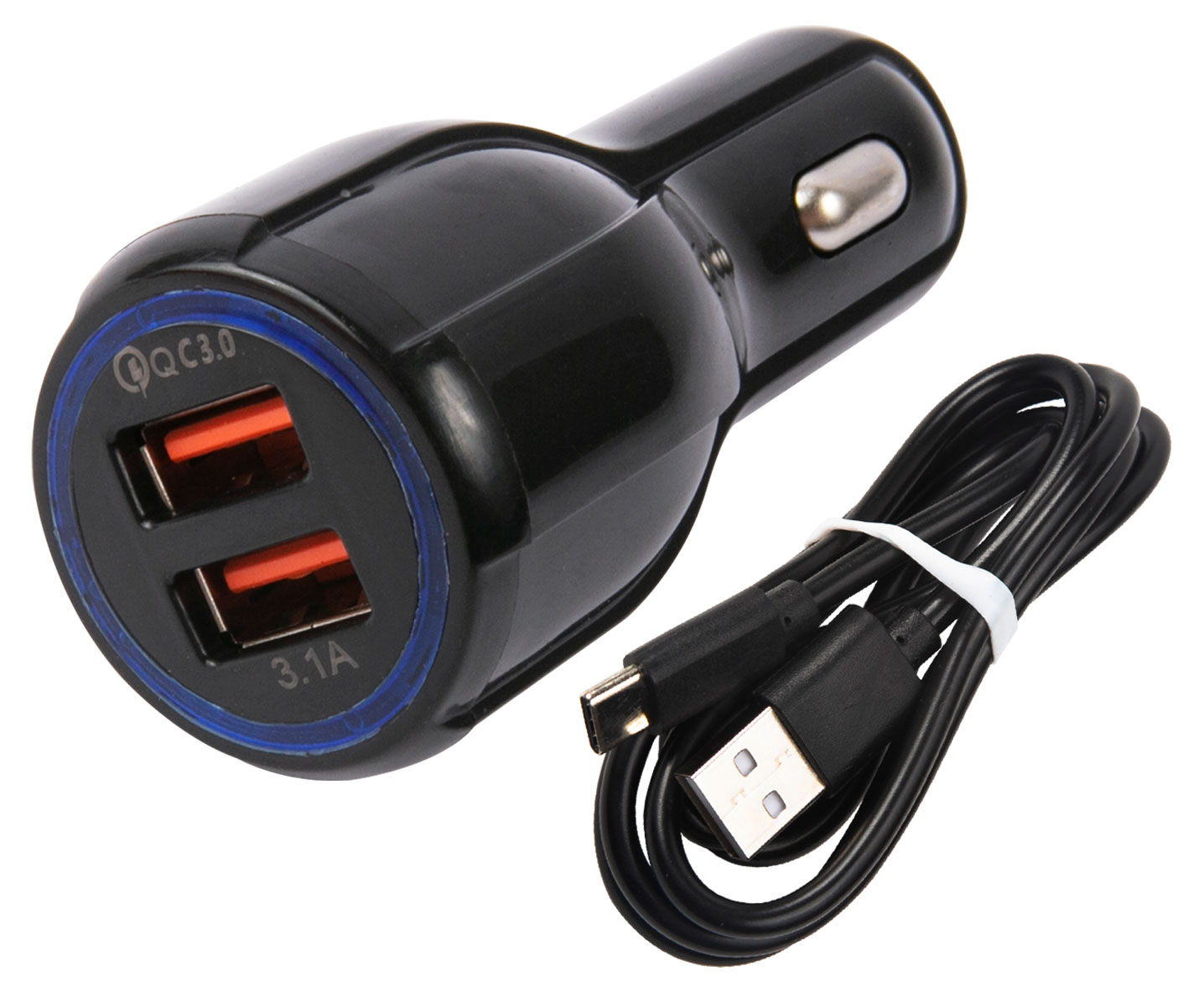 Автомобильное зарядное устройство mObility AC-17 2USB QC 3.0, 18W+кабель Type-C черное