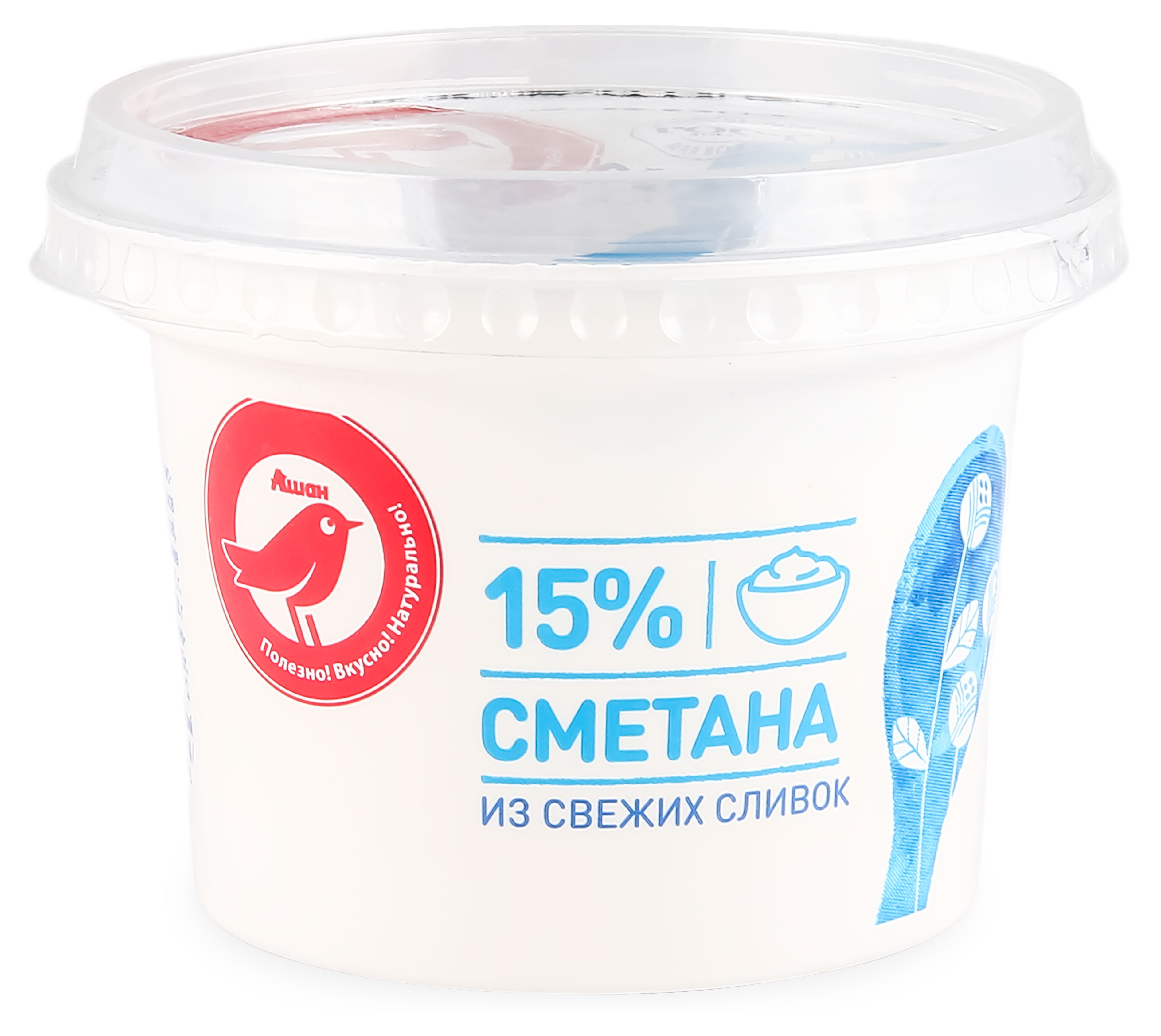 Сметана АШАН Красная птица из свежих сливок 15%, 200 г