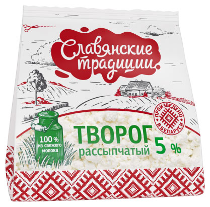 Творог рассыпчатый «Славянские традиции» 5% БЗМЖ Беларусь, 350 г