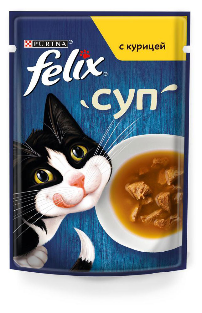 Влажный корм для кошек Felix Суп с курицей в соусе, 48 г