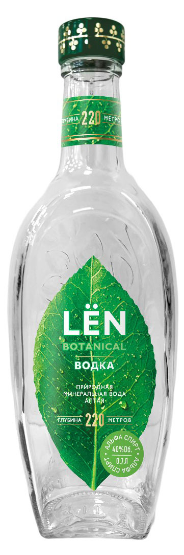 Водка LЁN на минеральной воде Алтая Россия, 0,7 л