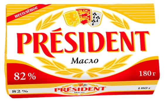 Масло сливочное President 82% БЗМЖ, 180 г