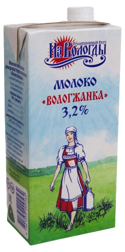 Молоко питьевое «Вологжанка» ультрапастеризованное 3,2% БЗМЖ, 1 л