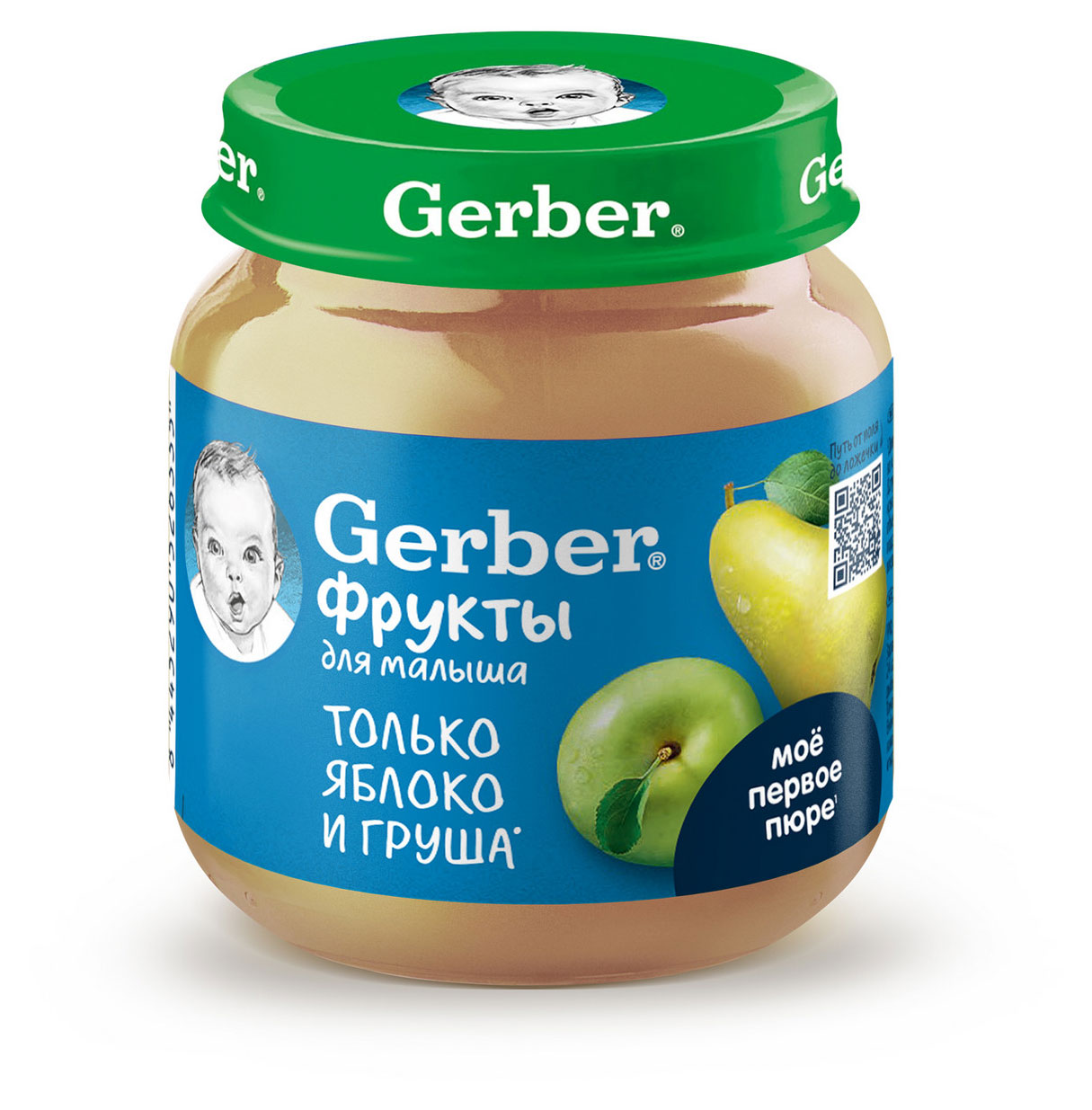 Пюре фруктовое Gerber Яблоко и груша для первого прикорма с 5 месяцев, 125 г