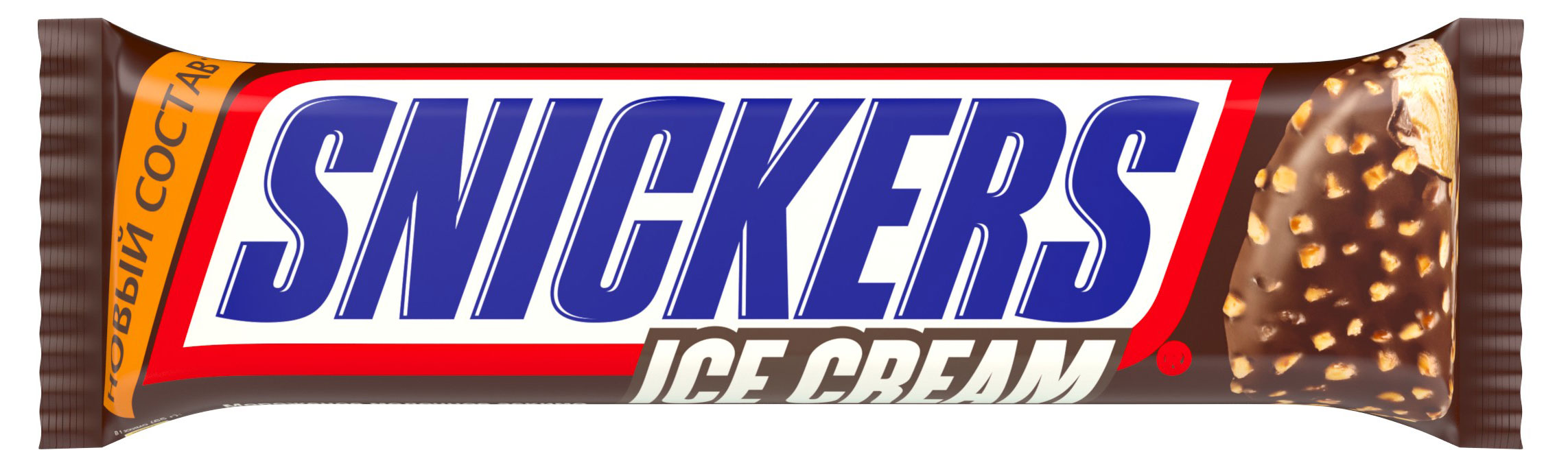 Мороженое сливочное Snickers Ice Cream с карамелью и арахисом в глазури эскимо БЗМЖ, 65 г