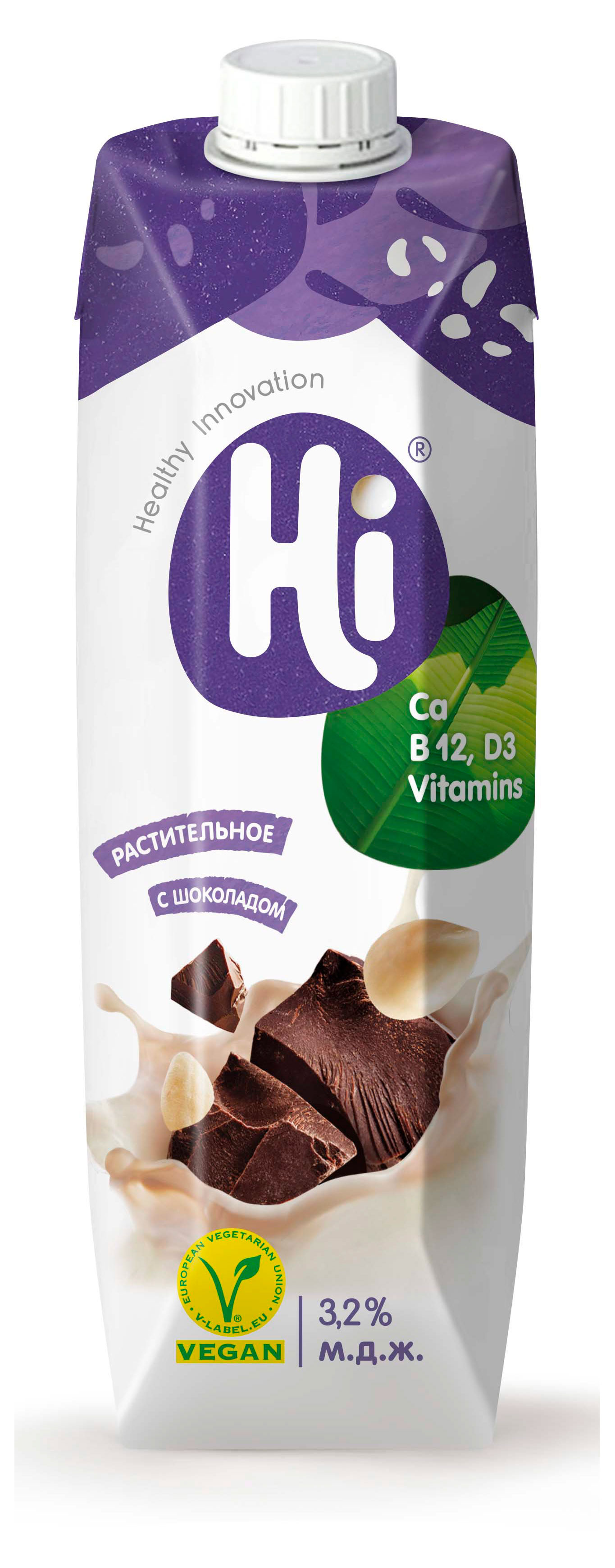 Напиток растительный Hi Vegan соевый шоколадный 3,2%, 1 л