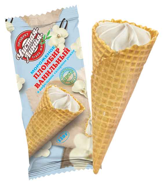 Мороженое «Чистая Линия» пломбир ваниль БЗМЖ, 110 г