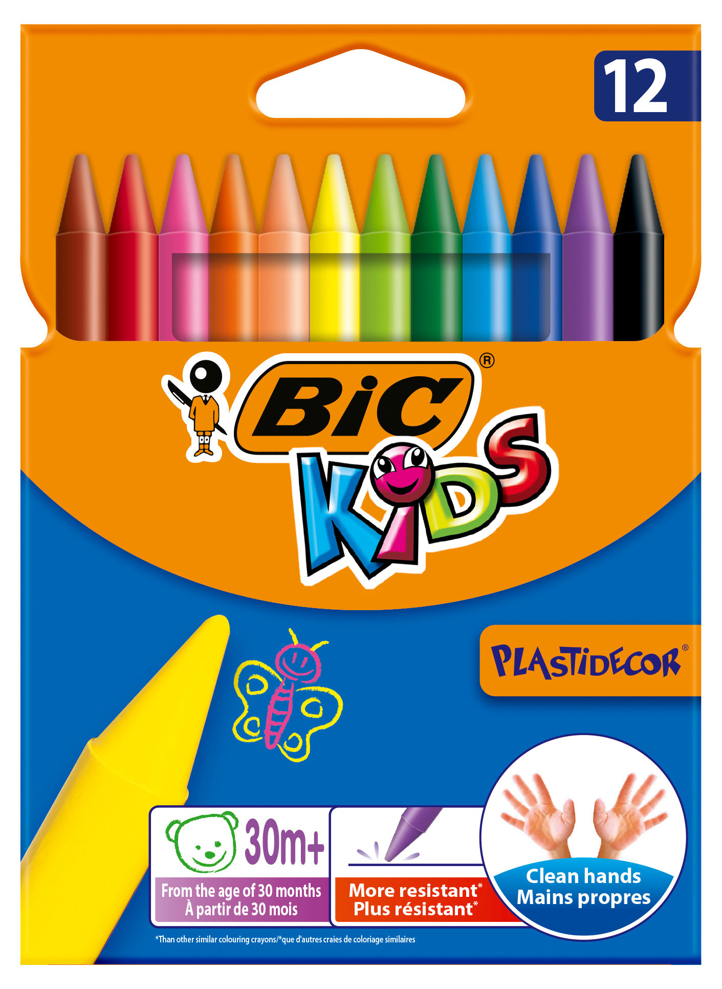Цветные мелки BIC Kids Plastidecor, 12 шт