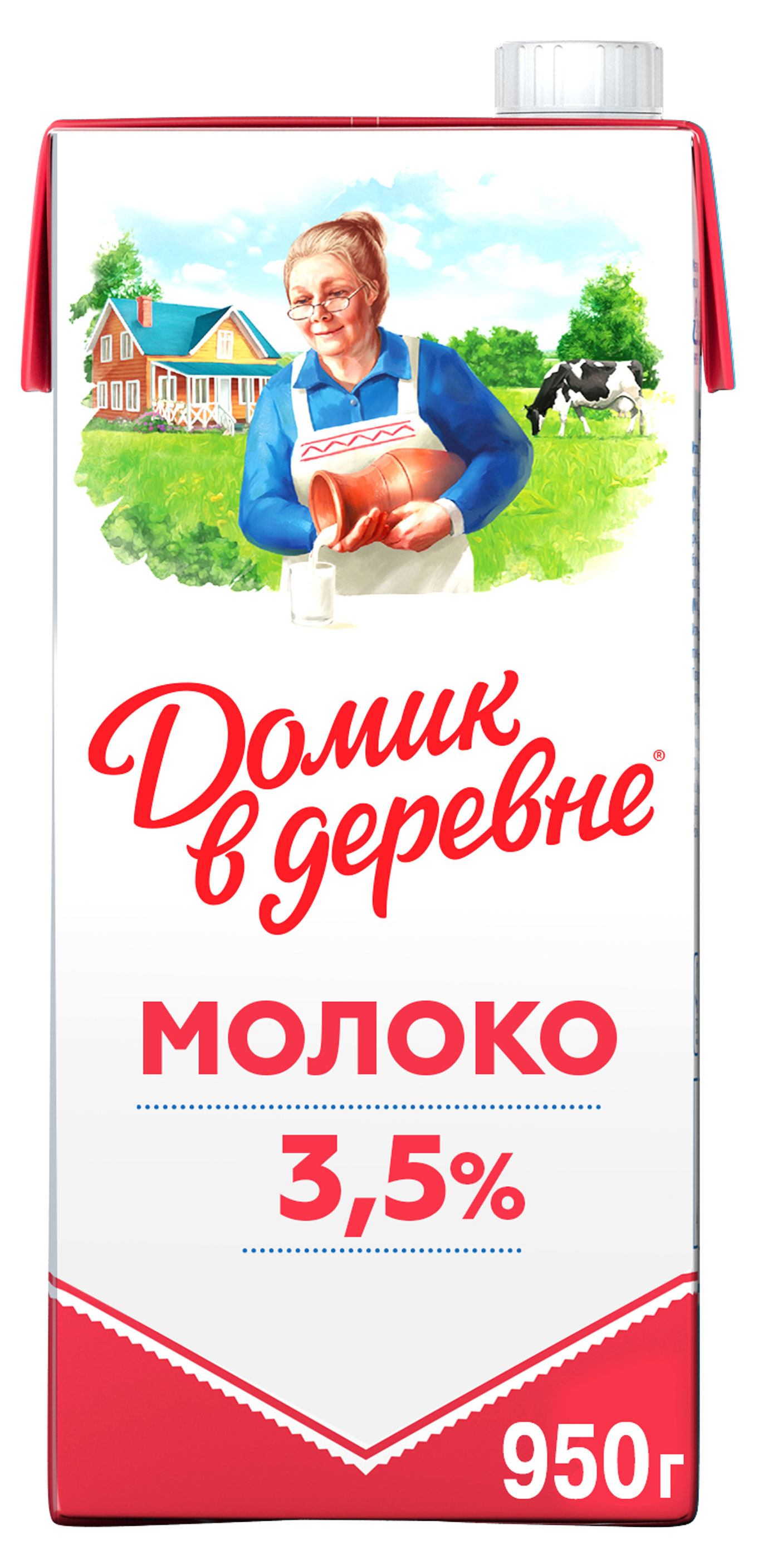 Молоко питьевое «Домик в деревне» ультрапастеризованное 3,5% БЗМЖ, 950 г