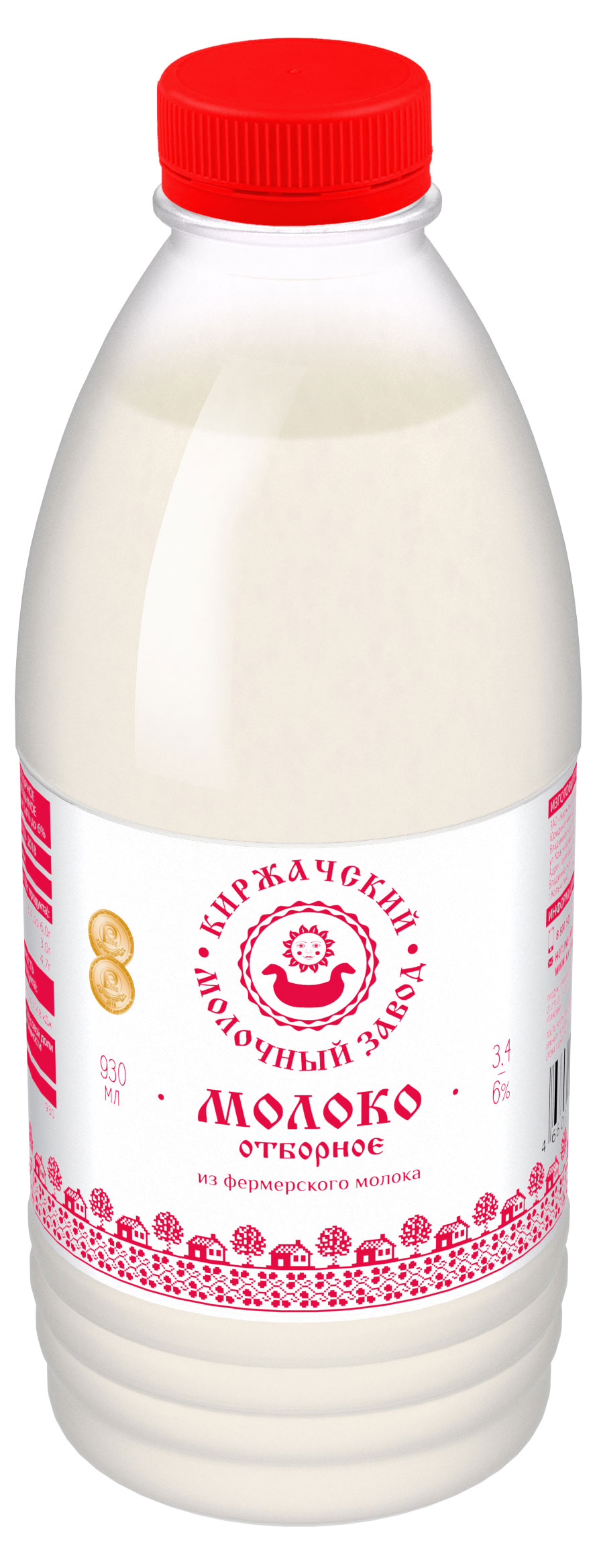 Молоко питьевое «Киржачский МЗ» Отборное пастеризованное 3,2-6% БЗМЖ, 930 г