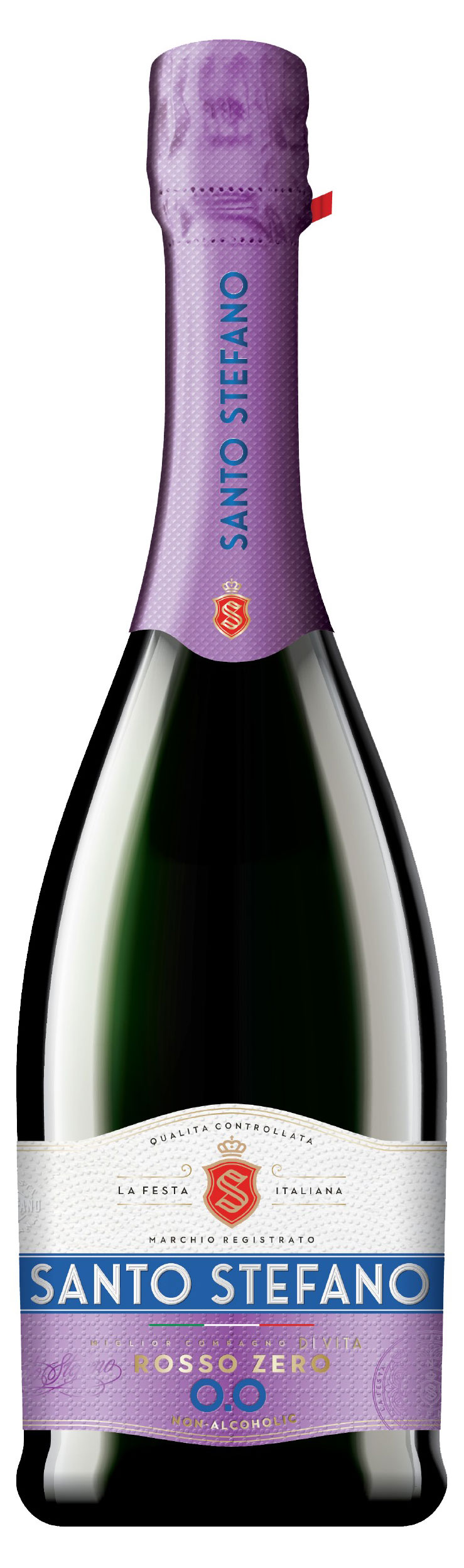 Напиток винный игристый безалкогольный Santo Stefano красный полусладкий Россия, 0,75 л