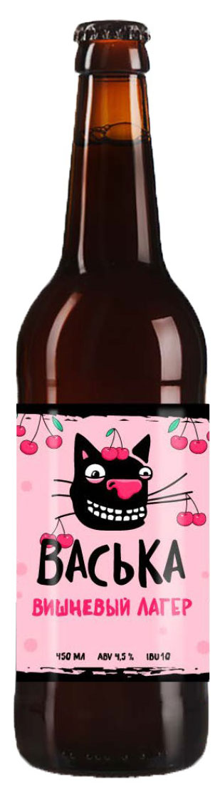Пивной напиток «Василеостровское» Васька Вишневый лагер пастеризованный фильтрованный, 450 мл