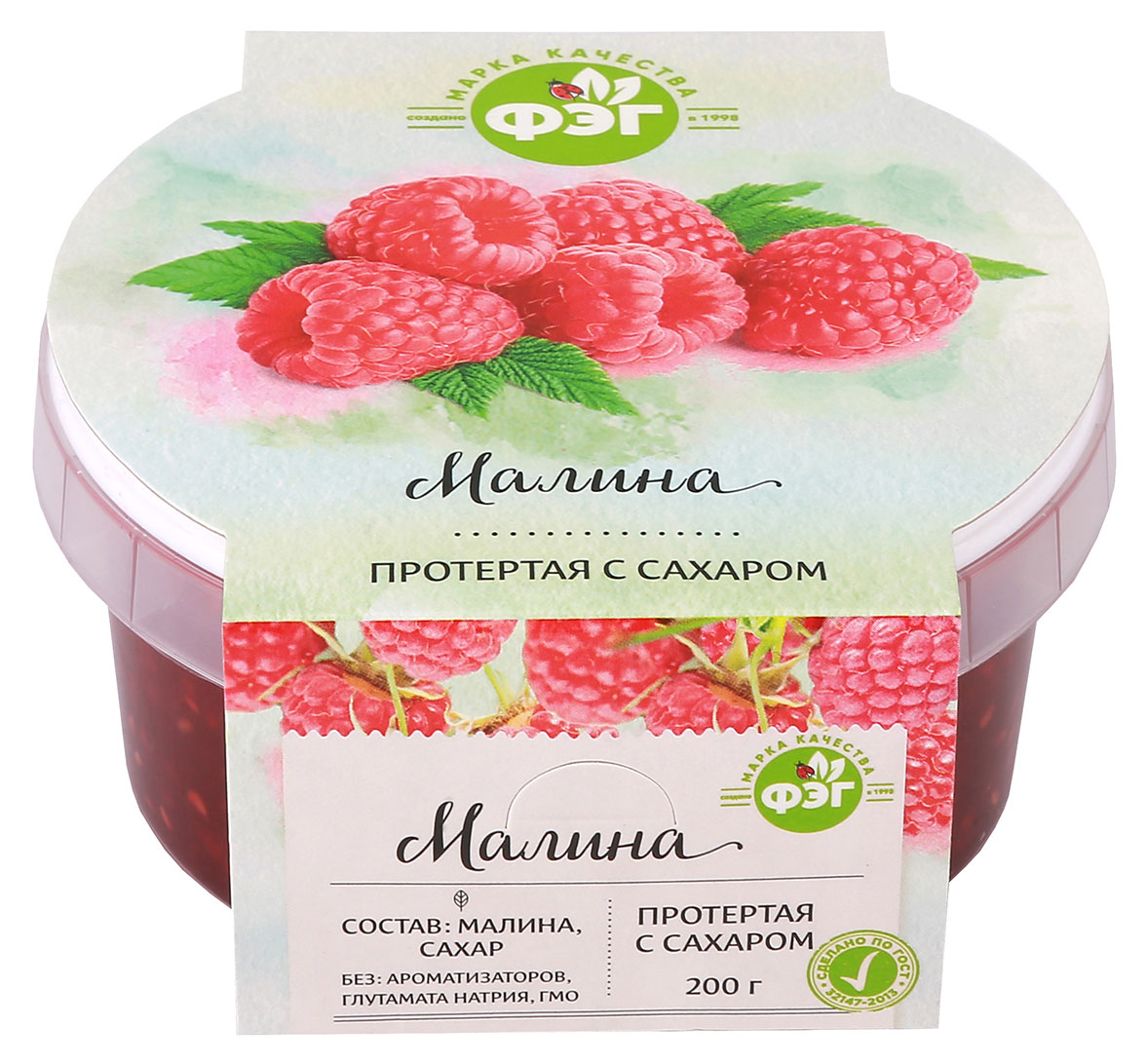 Малина протертая «ФЭГ» с сахаром, 200 г