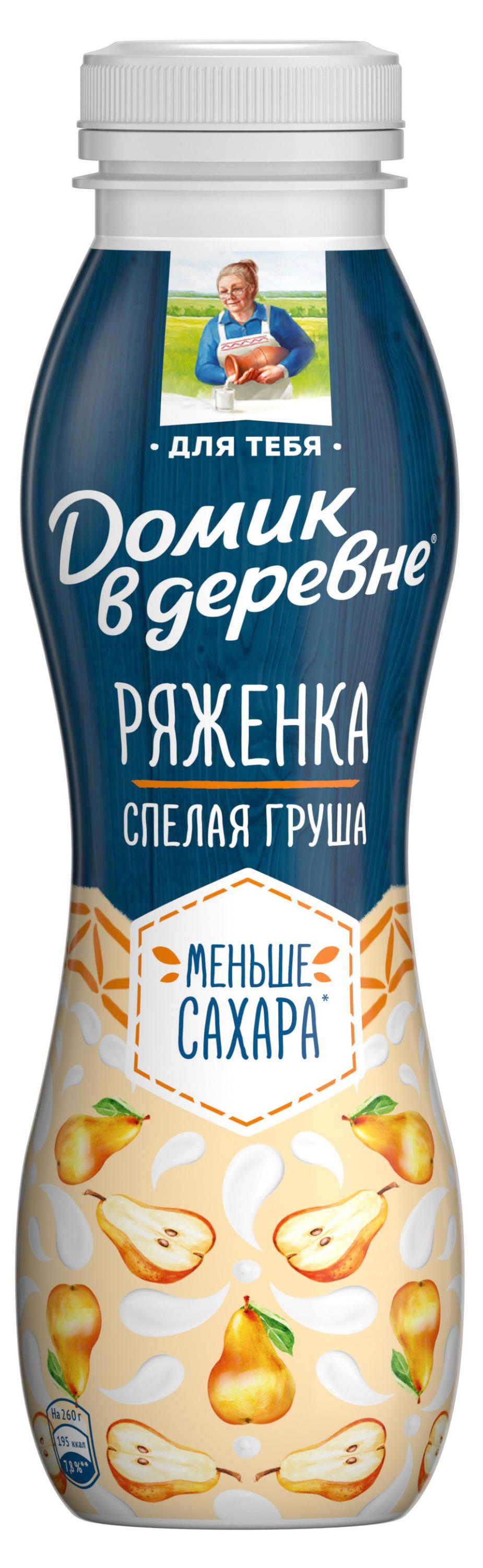 Напиток кисломолочный Ряженка «Домик в деревне» с грушей 2,1% БЗМЖ, 260 г