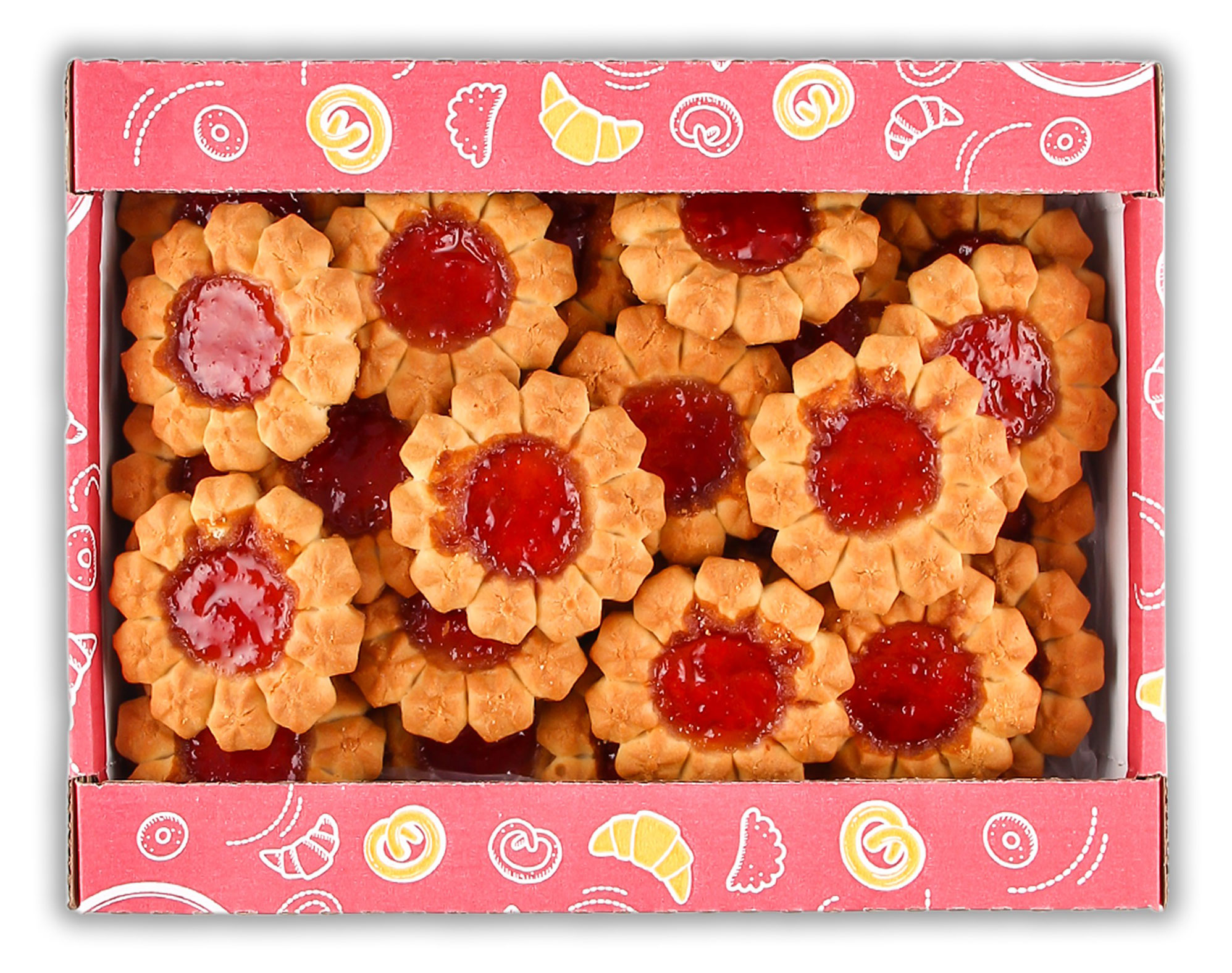 Печенье сдобное АШАН Красная птица с клубничной начинкой, 600 г