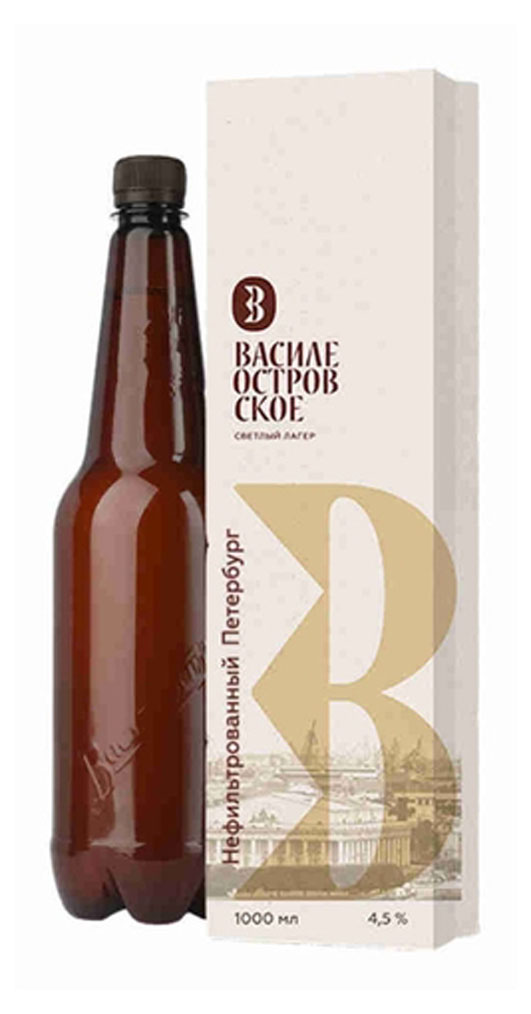 Пиво «Василеостровское» светлое нефильтрованное 4,5%, 1 л
