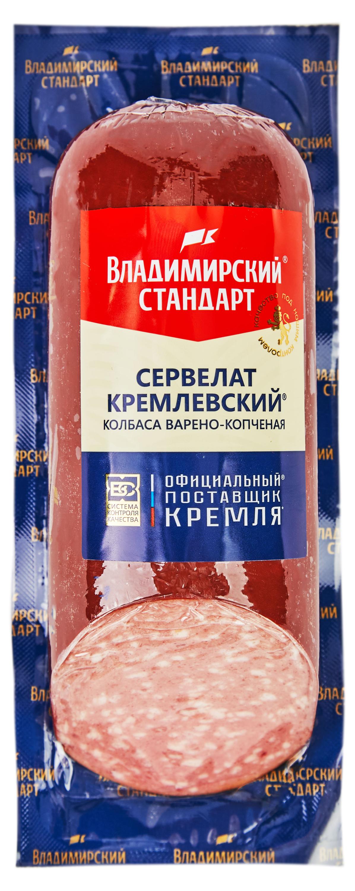 Колбаса варено-копченая «Владимирский стандарт» Сервелат Кремлевский, 350 г