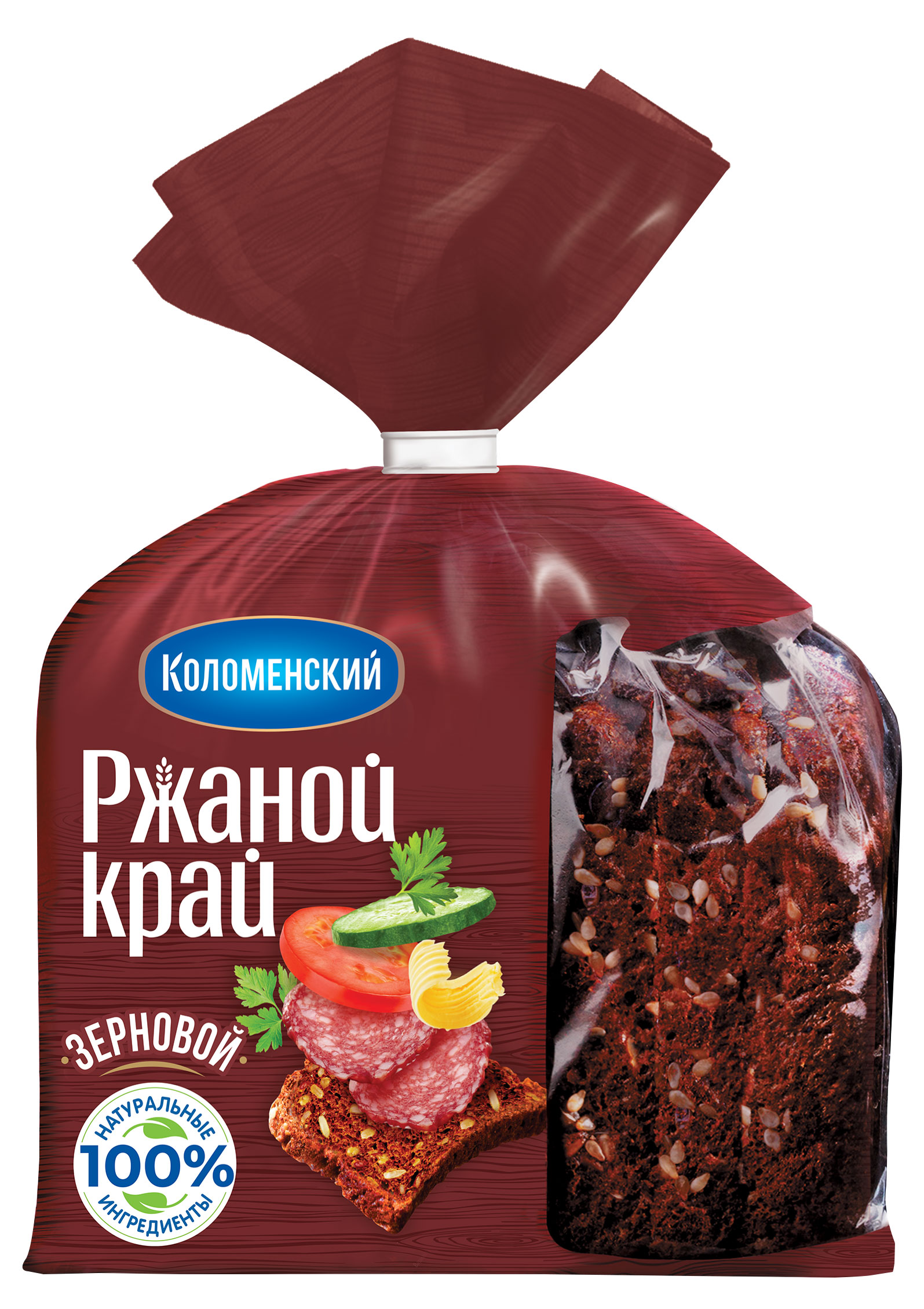 Хлеб заварной зерновой «Коломенское» Ржаной край с солодом с семенами нарезка, 300 г