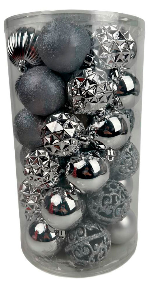 Набор елочных шаров Actuel серебряные, 37 шт