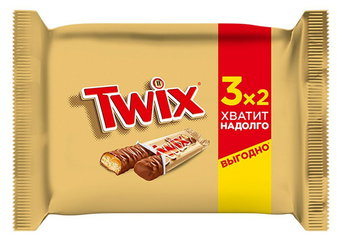 Батончик шоколадный TWIX с карамелью и печеньем, 3 шт x 55 г