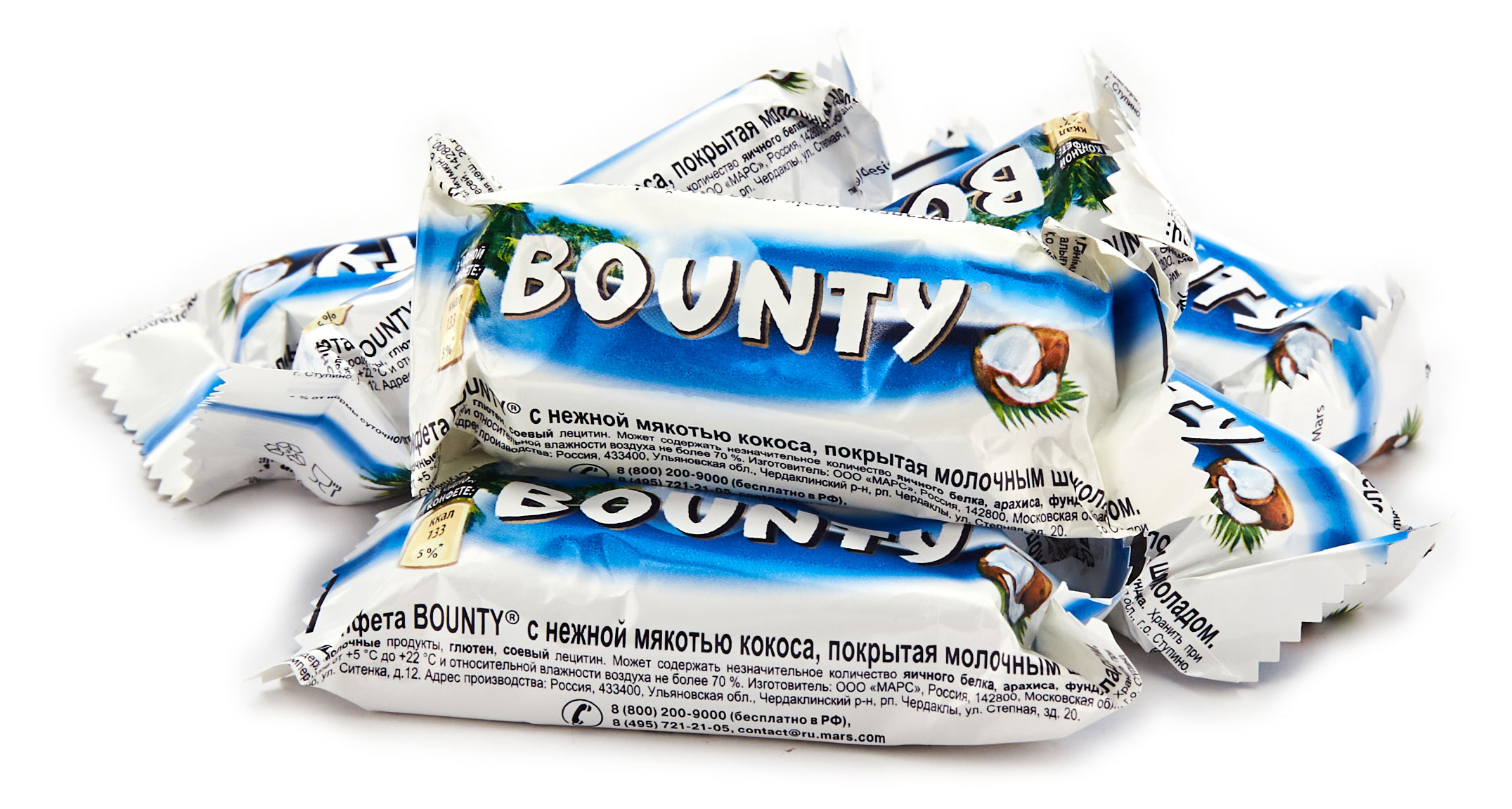 Конфеты шоколадные Bounty с нежной мякотью кокоса, вес