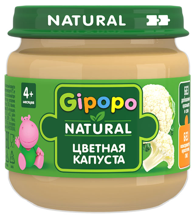 Пюре овощное детское Gipopo из цветной капусты с 4 мес., 80 г