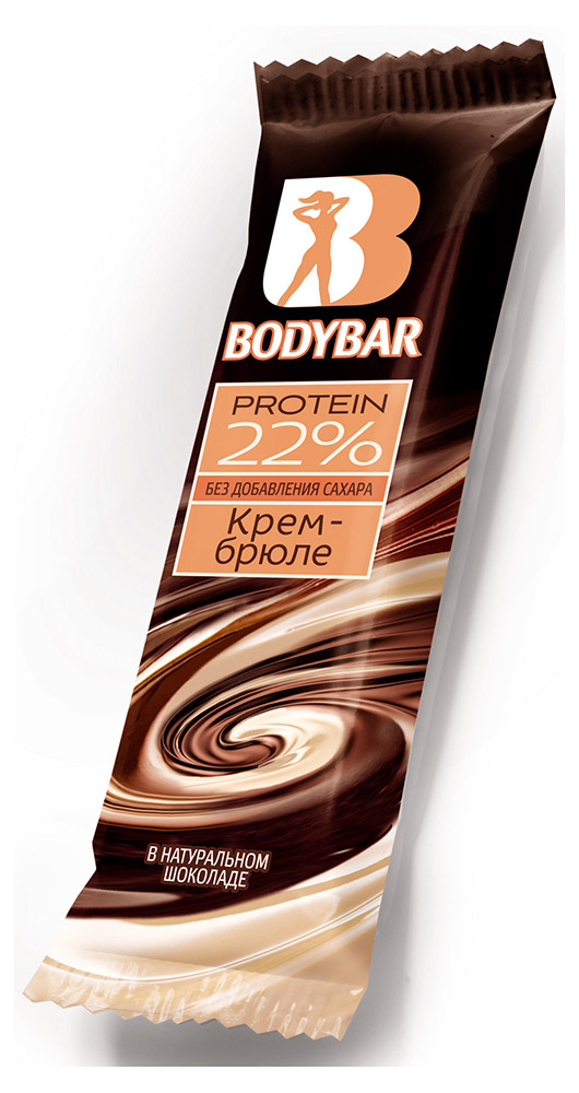 Батончик протеиновый Bodybar крем-брюле в горьком шоколаде, 50 г