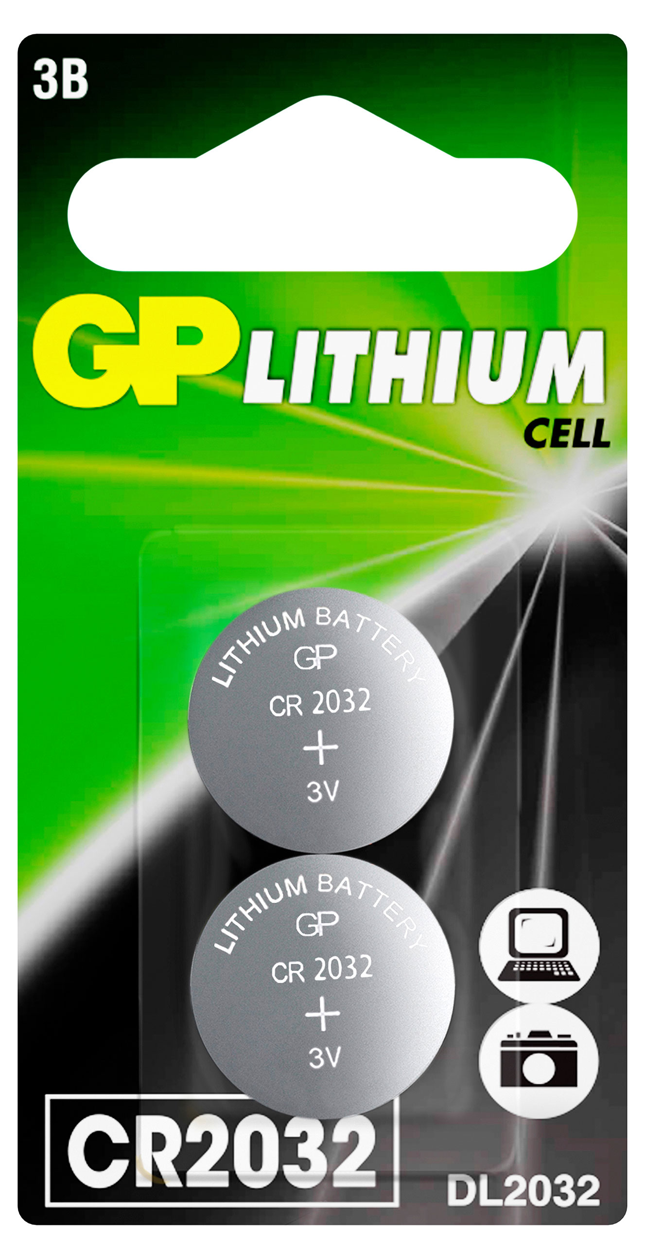 Батарейка литиевая GP CR2032, 2 шт