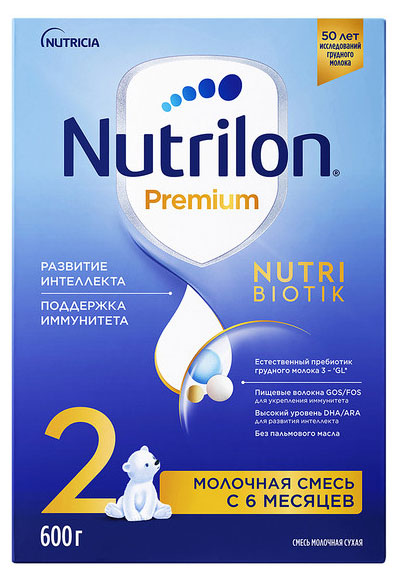 Смесь сухая молочная Nutrilon Premium 2 с 6 мес. БЗМЖ, 600 г