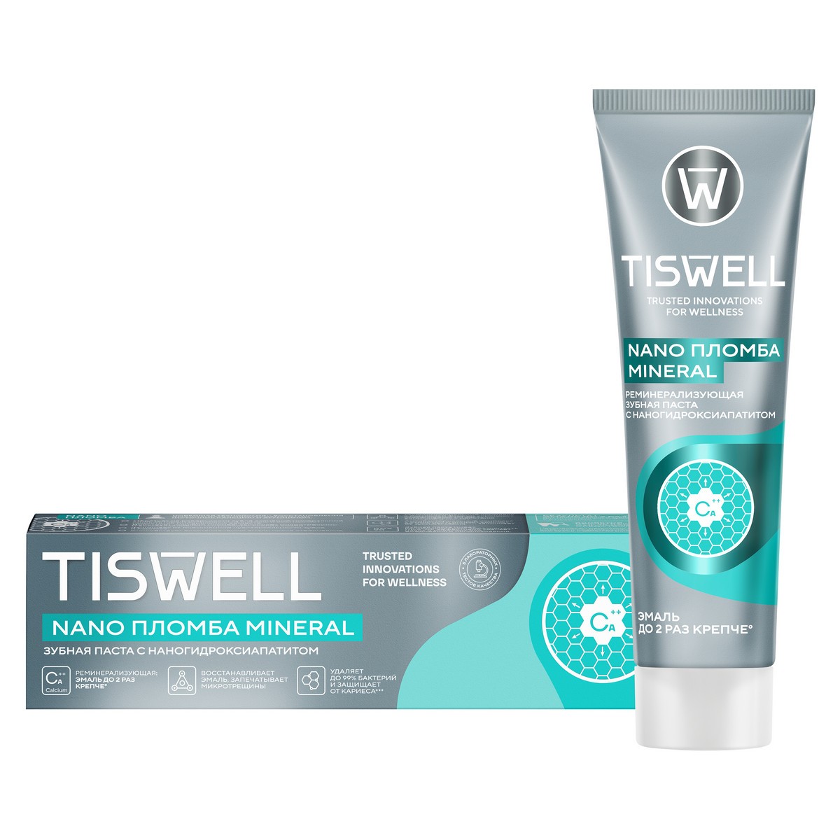 Зубная паста TISWELL Реминерализующая  мятная от кариеса с  наногидроксиапатитом, 110 г