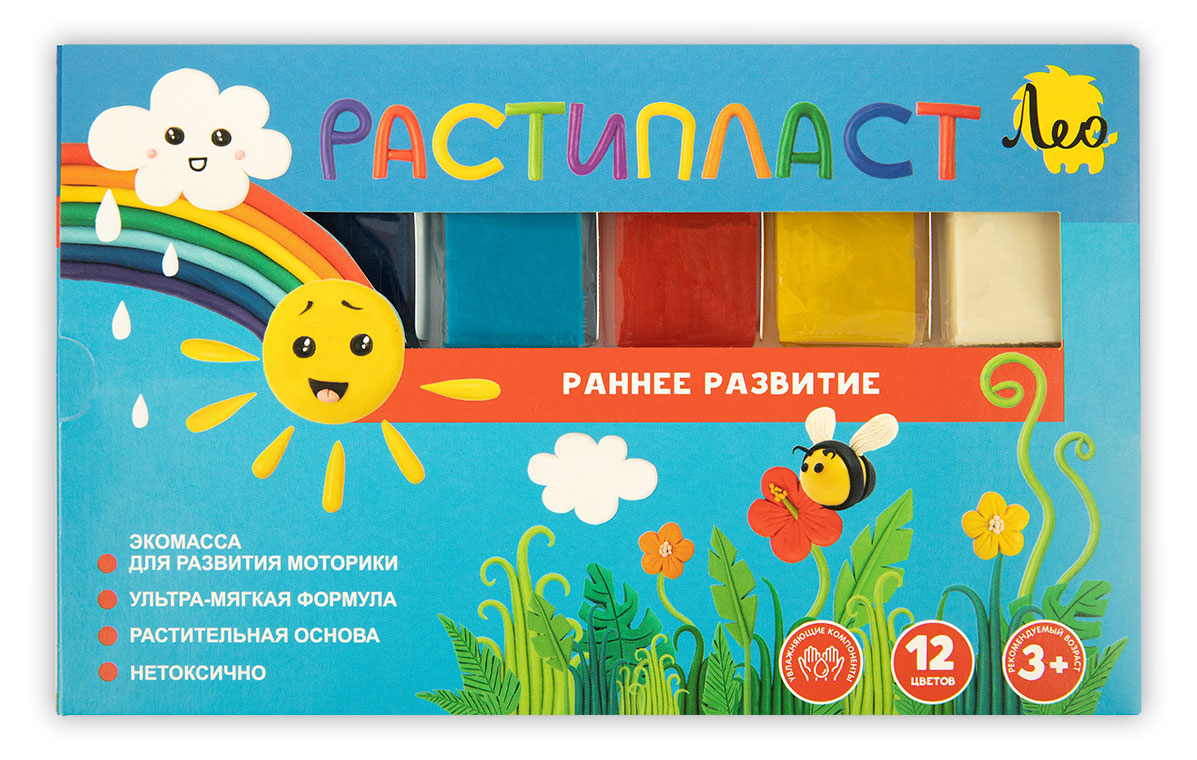 Пластилин «Лео» растипласт, 12 цветов