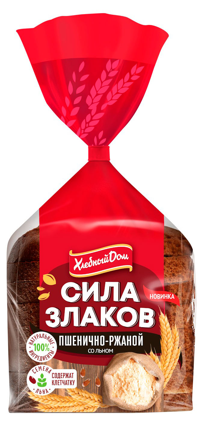 Хлеб ржано-пшеничный «Хлебный Дом» Сила злаков со льном нарезка, 300 г