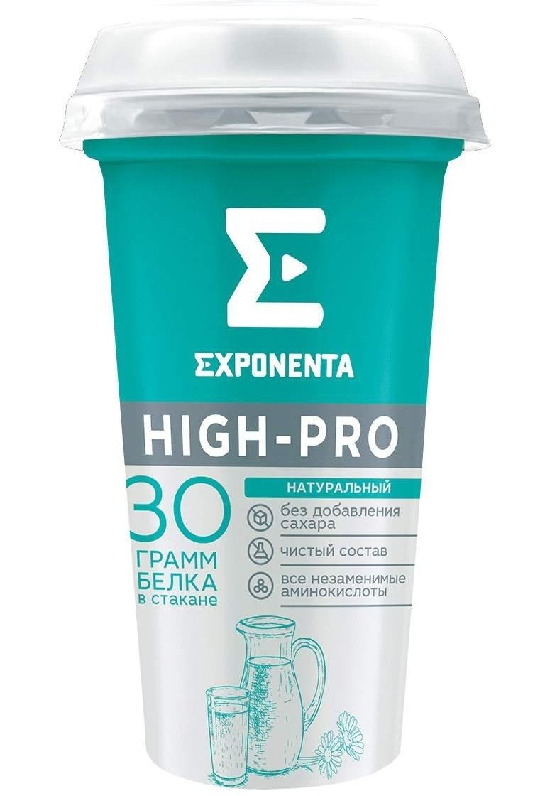 Напиток кисломолочный Exponenta High-pro натуральный без добавления сахара 0% БЗМЖ, 250 мл