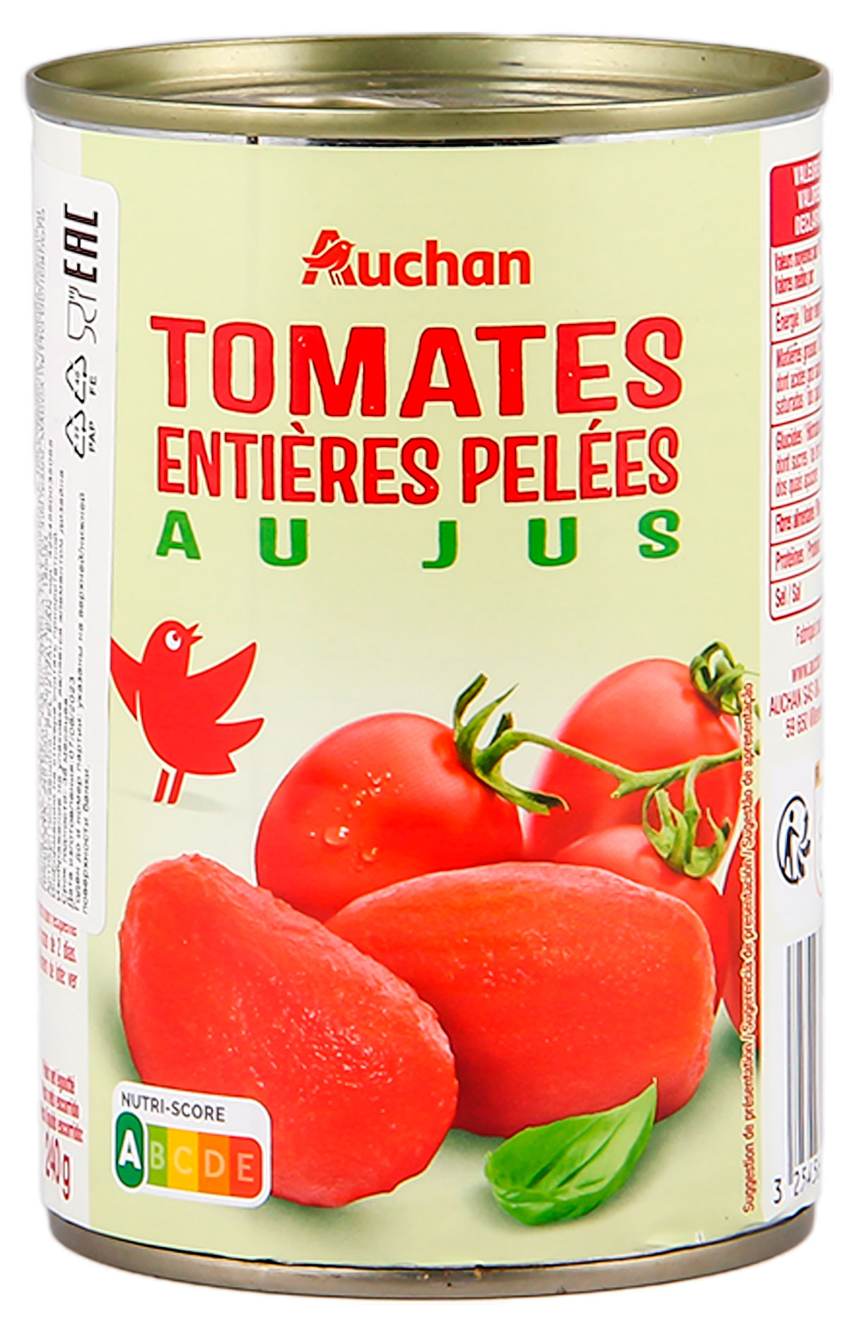 Томаты целые АШАН Красная птица консервированные Италия, 425 г