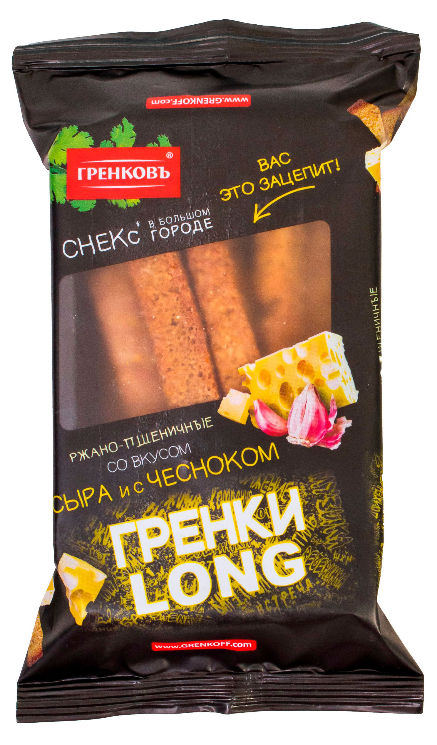 Гренки ржано-пшеничные «Гренковъ» Long со вкусом сыра и чеснока, 100 г
