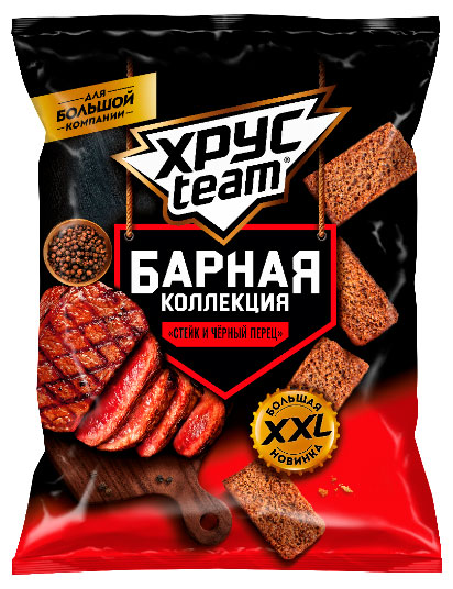 Сухарики Хрусteam Барная коллекция Стейк и черный перец, 140 г