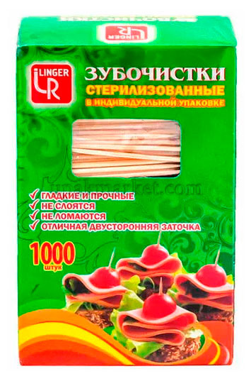 Зубочистки 65мм, 1000 шт