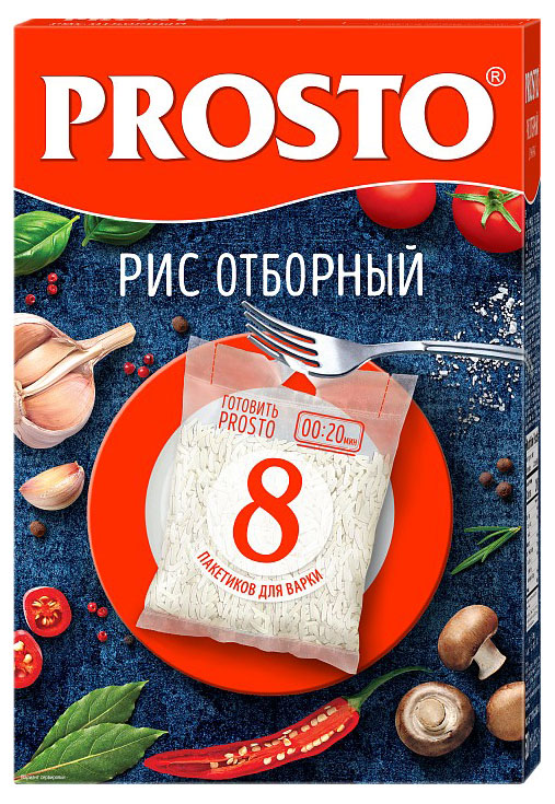Рис PROSTO Отборный в пакетиках для варки 8 порций, 500 г