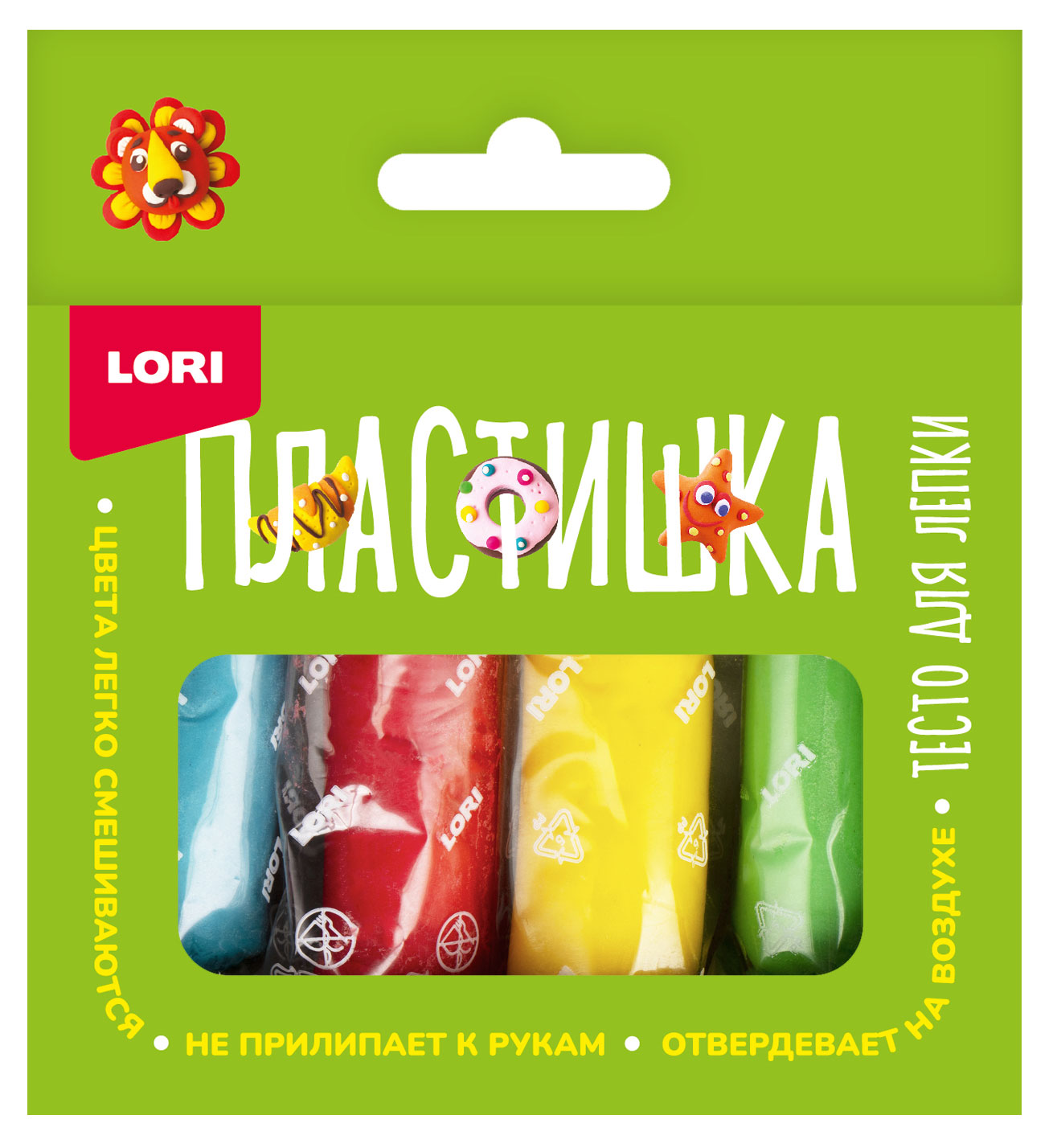Тесто для лепки LORI, 4 цвета