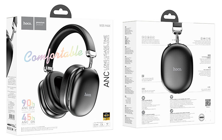 Наушники беспроводные Hoco W35 MAX ANC bluetooth 5.4 черные