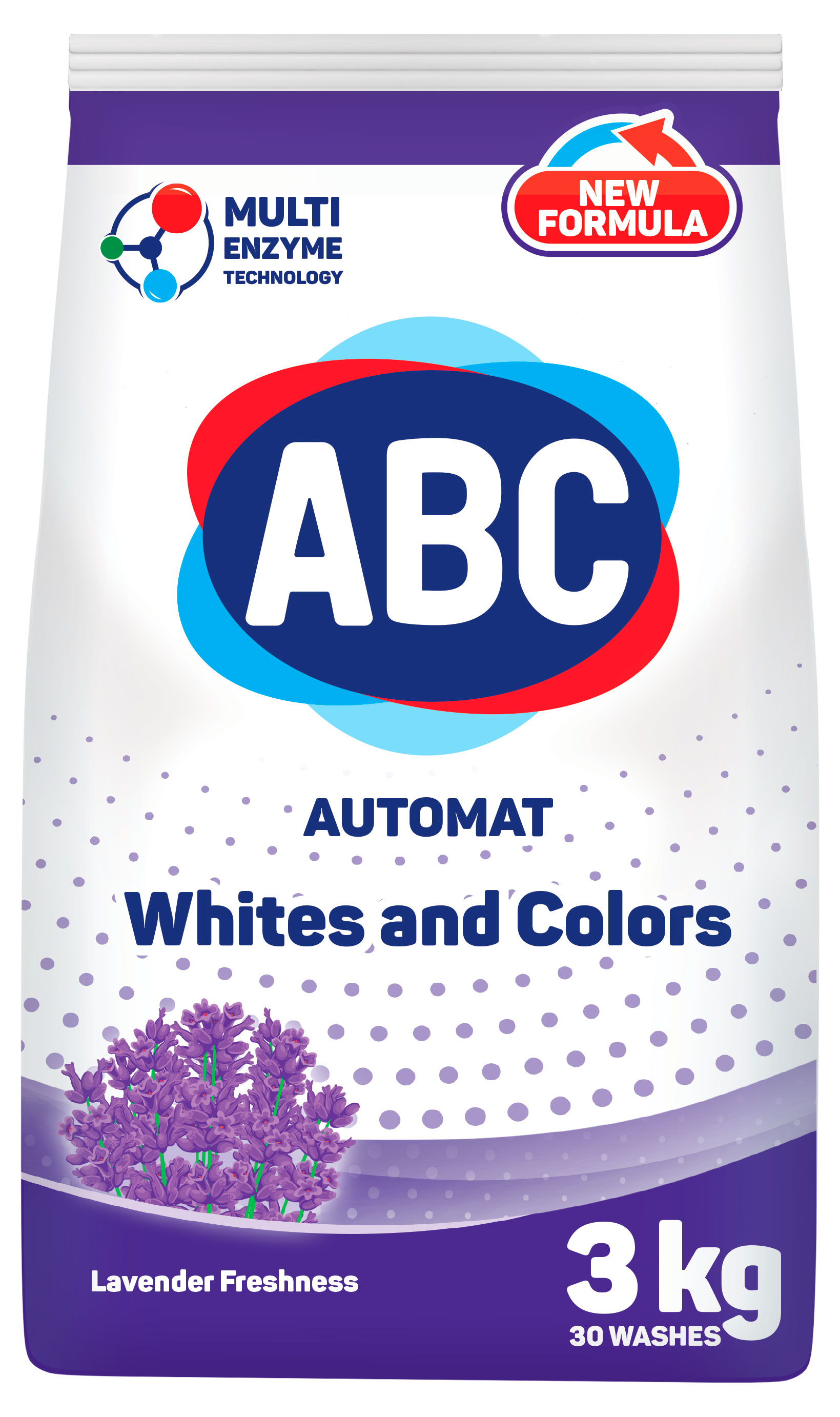 Стиральный порошок ABC Лаванда для белого и цветного белья, 3 кг