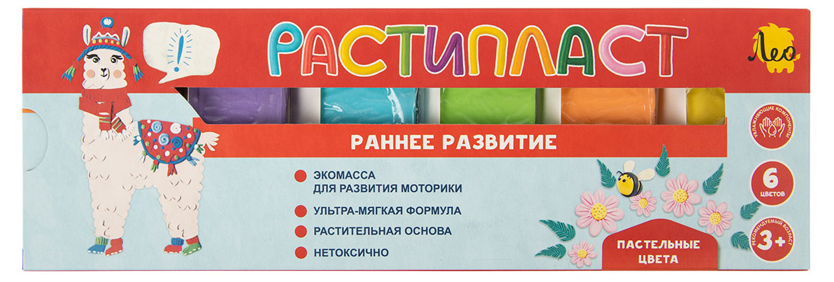 Пластилин «Лео» растипласт пастельные цвета, 6 цветов