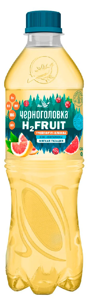 Вода «Черноголовка» H2FRUIT газированная грейпфрут и клюква, 500 мл